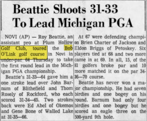 Bob-O-Link Golf Course - Jul 1966 Article (newer photo)